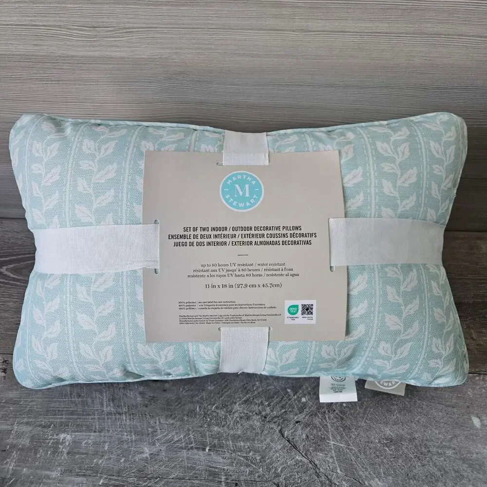 Martha Stewart Vineyard Vines Lumbar Outdoor Decorative 11 x 18 Pillow Set of 2